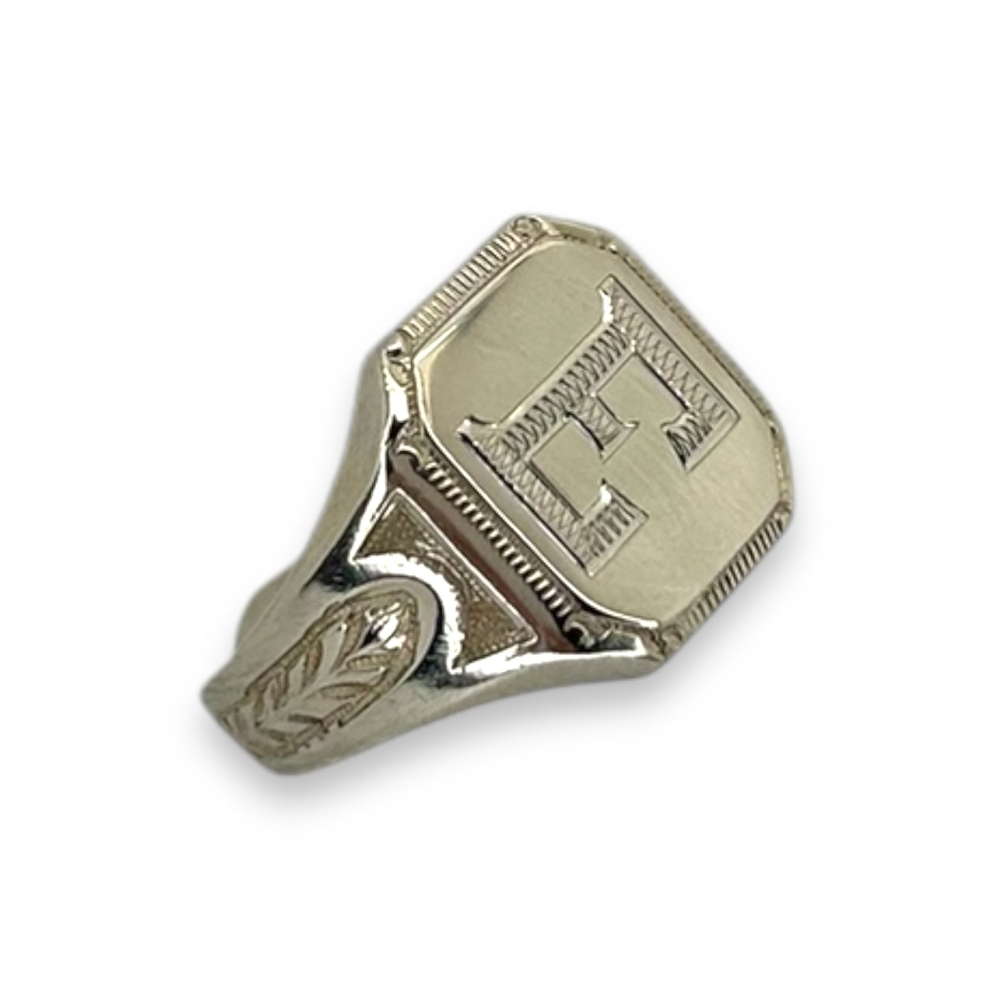 Repurposed Antique Signet Ring, Hand Engraved Initial 'E'