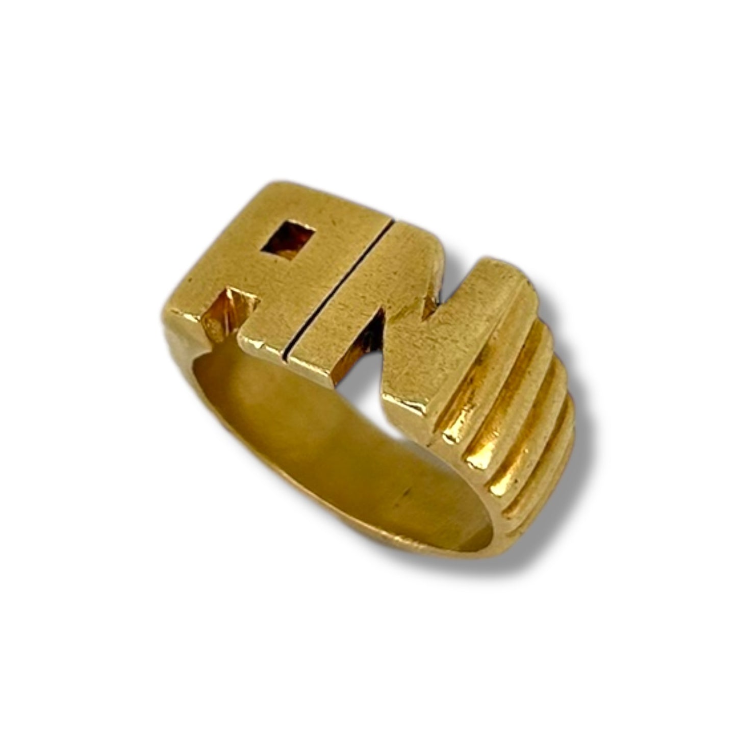Vintage Heavy 'AN' Initial Signet Ring