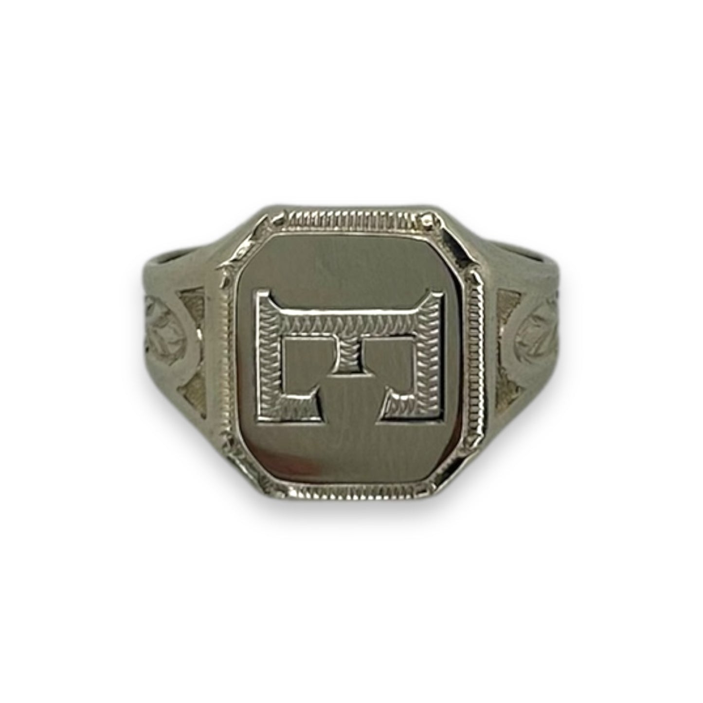 Repurposed Antique Signet Ring, Hand Engraved Initial 'E'