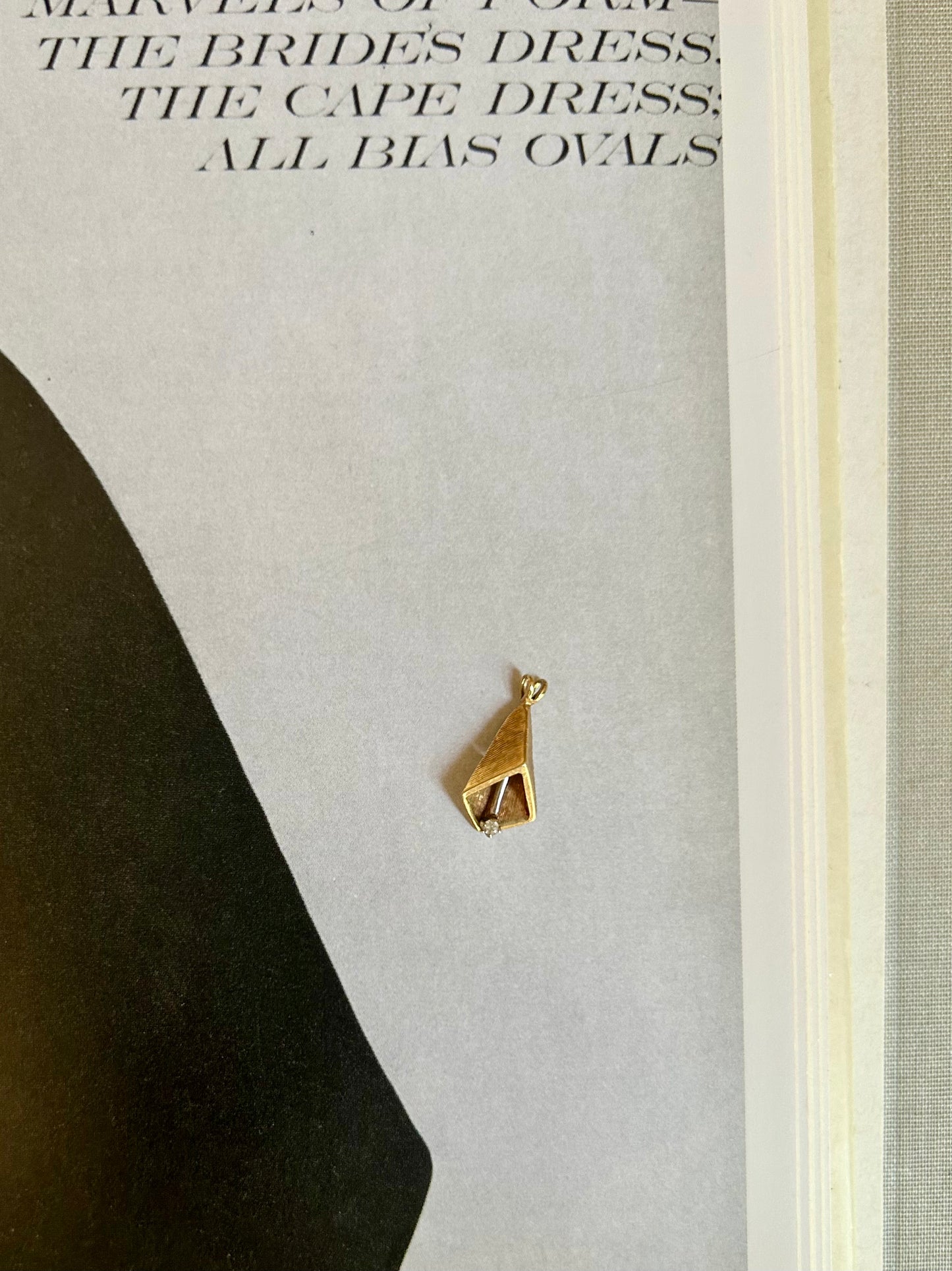 ANGULAR BELL CHARM w/ DIAMOND