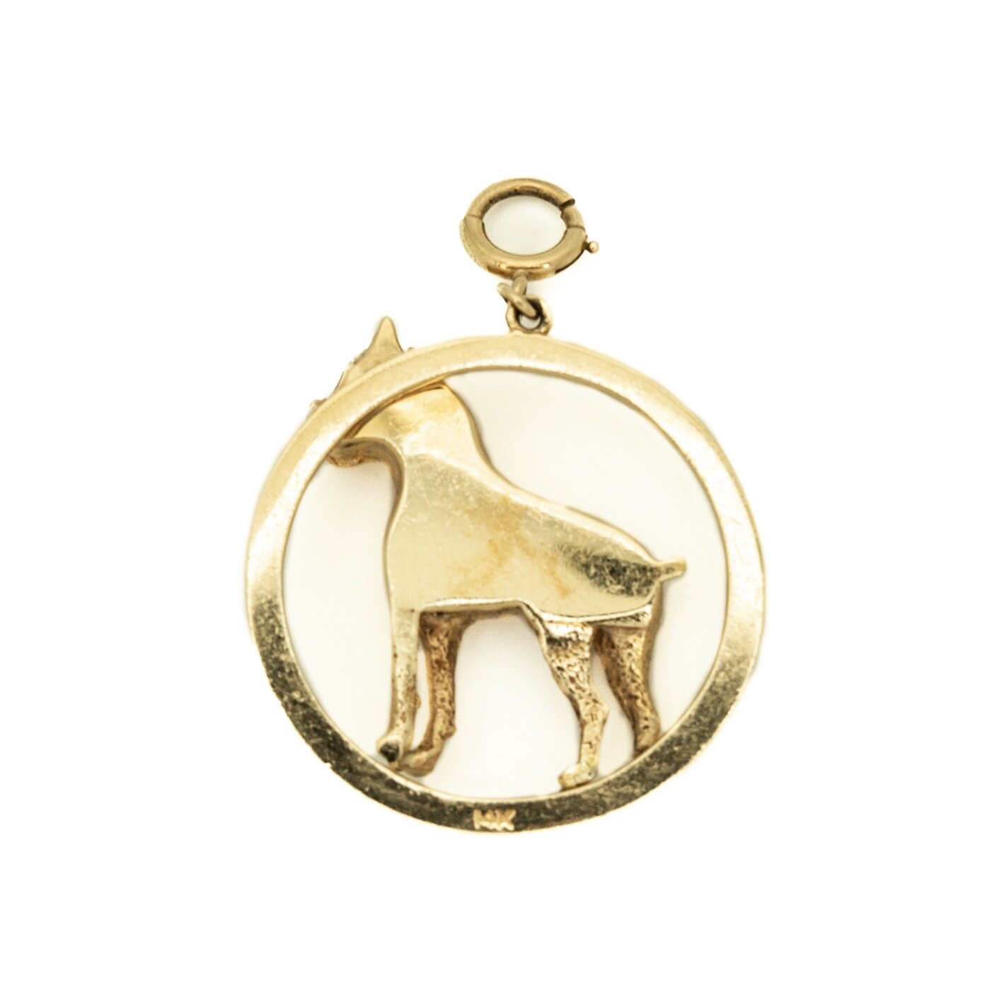 VINTAGE 14K LARGE 3D BOXER PENDANT w/ RUBIES