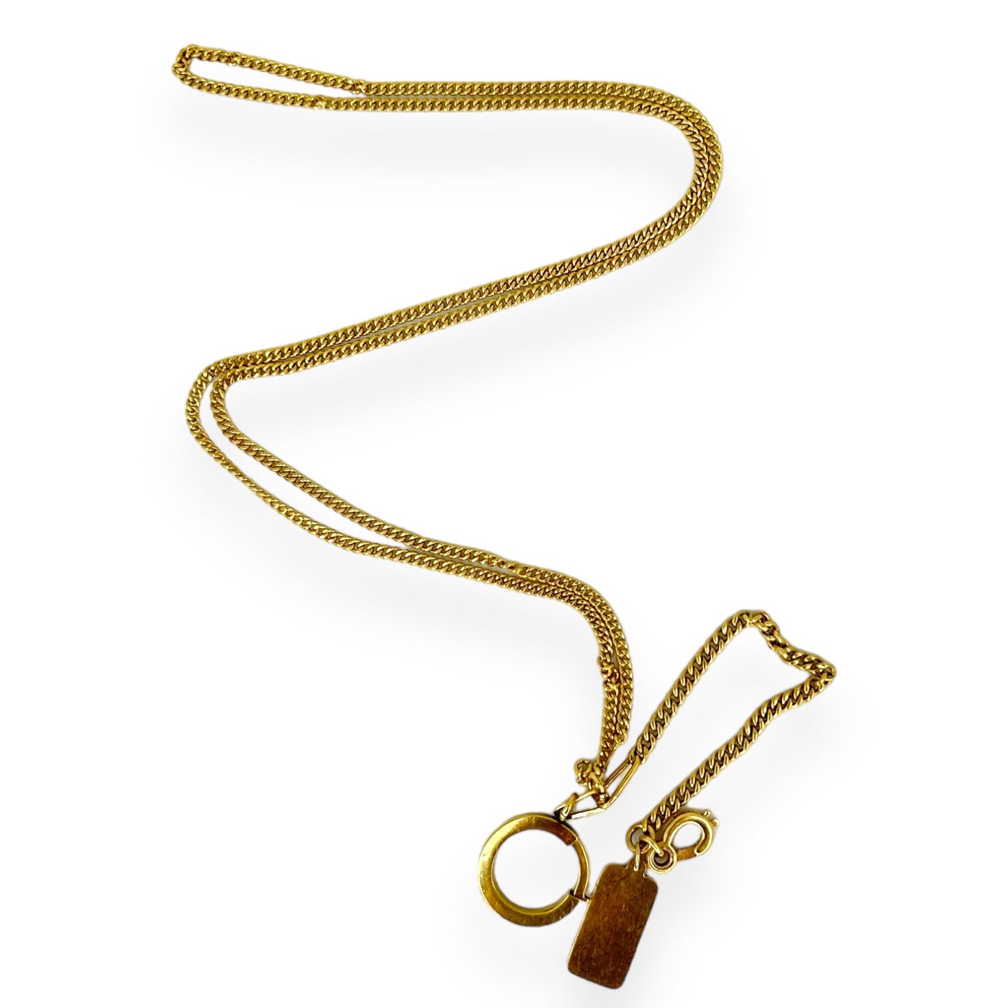 VINTAGE 14K CURB CHAIN w/ DOG TAG