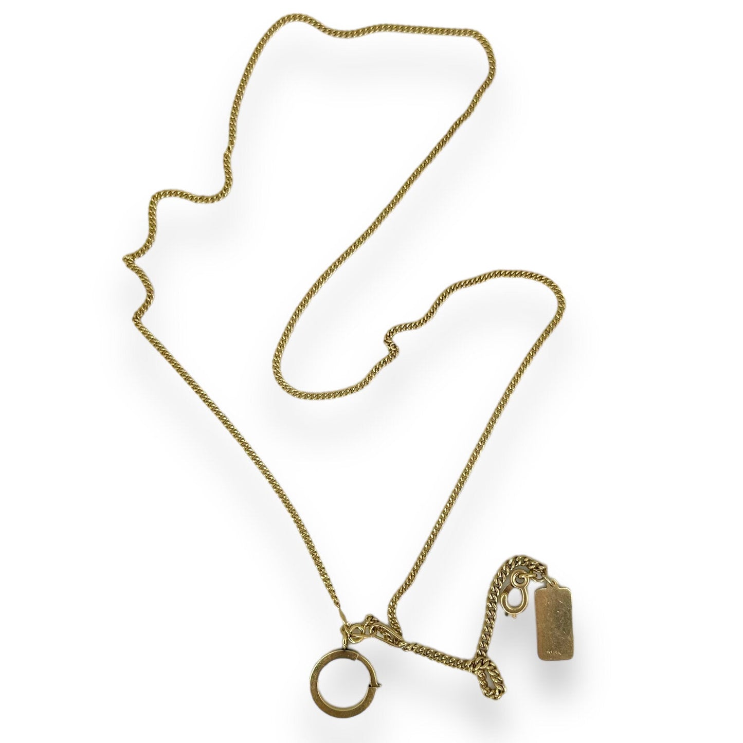 VINTAGE 14K CURB CHAIN w/ DOG TAG