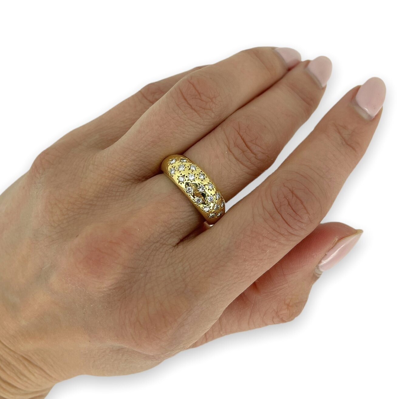 ANTIQUE 18K DOMED DIAMOND STARS RING