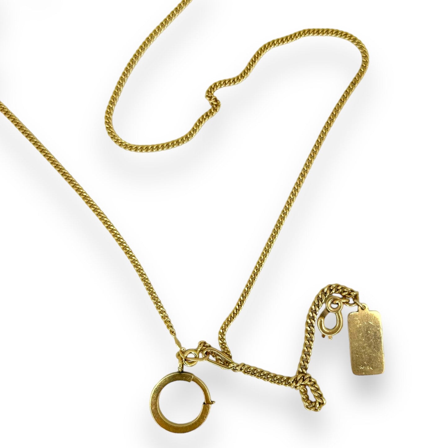 VINTAGE 14K CURB CHAIN w/ DOG TAG