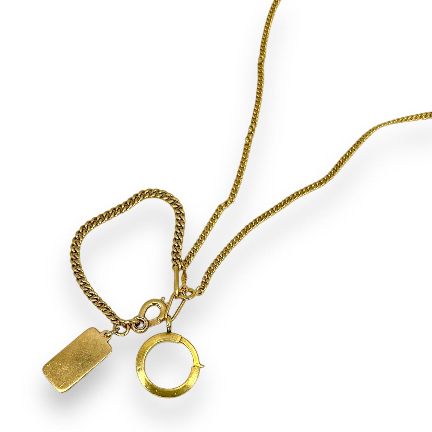VINTAGE 14K CURB CHAIN w/ DOG TAG