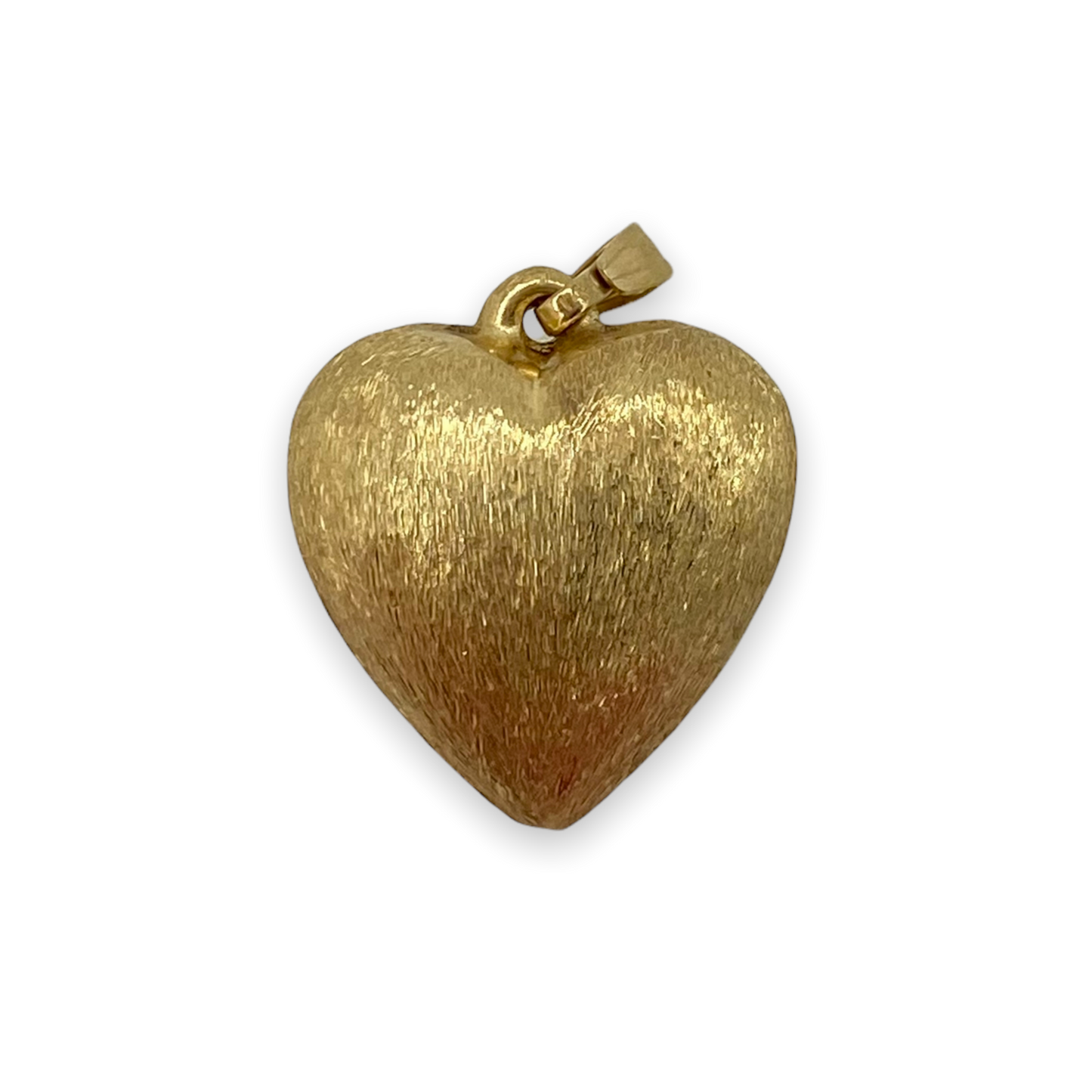 VINTAGE 14K PUFFED HEART w/ FLORENTINE FINISH