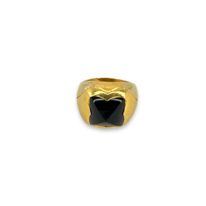 ONYX + GOLD PYRAMID RING