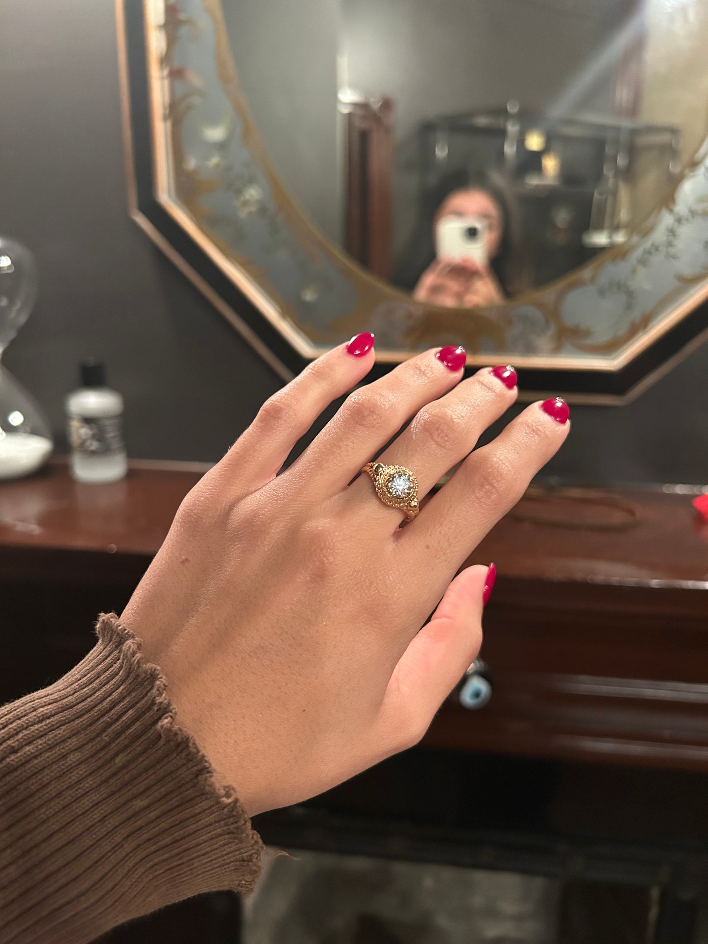 Vintage Brilliant Cut 1ctw Engagement Ring w/ Detailed Shank