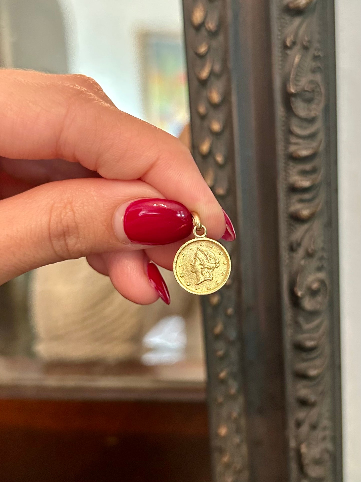 1849 US dollar Coin Charm w/ Portrait of Lady Liberty