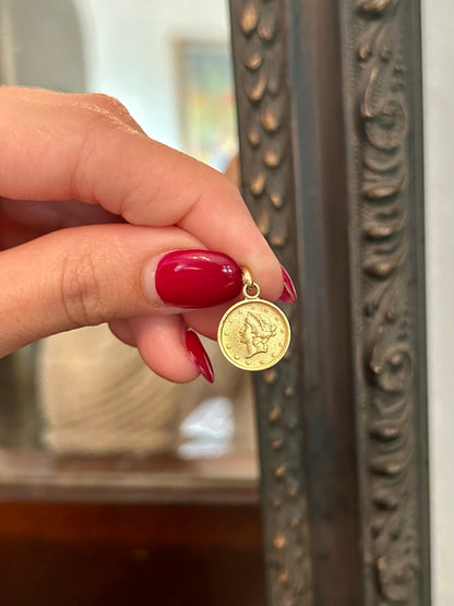 1849 US dollar Coin Charm w/ Portrait of Lady Liberty