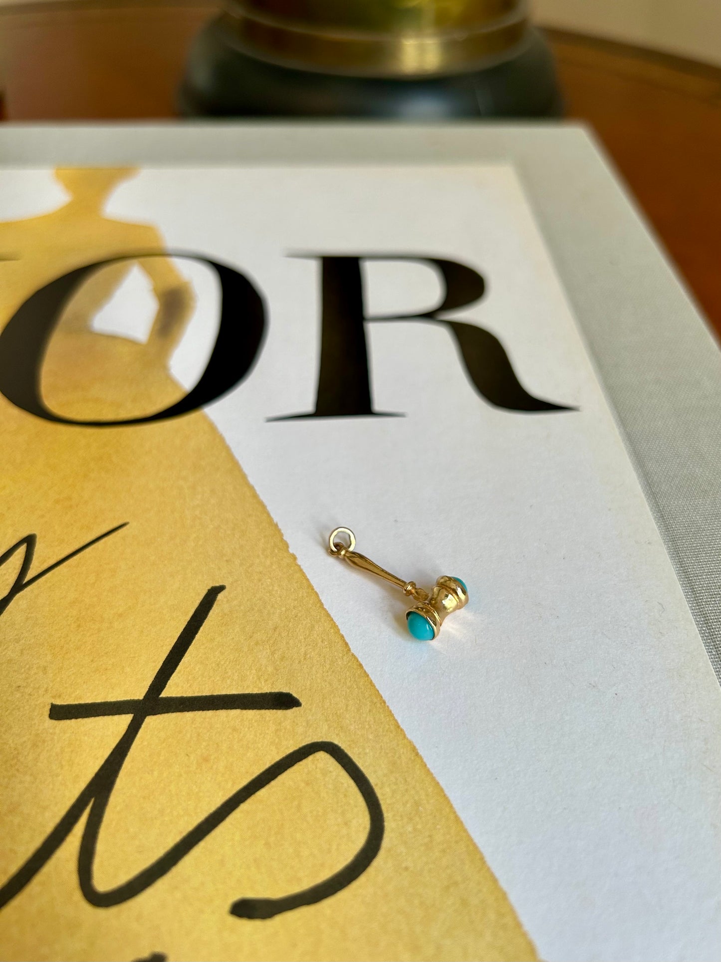 Vintage Judge's Mallet Charm w/ Turquoise