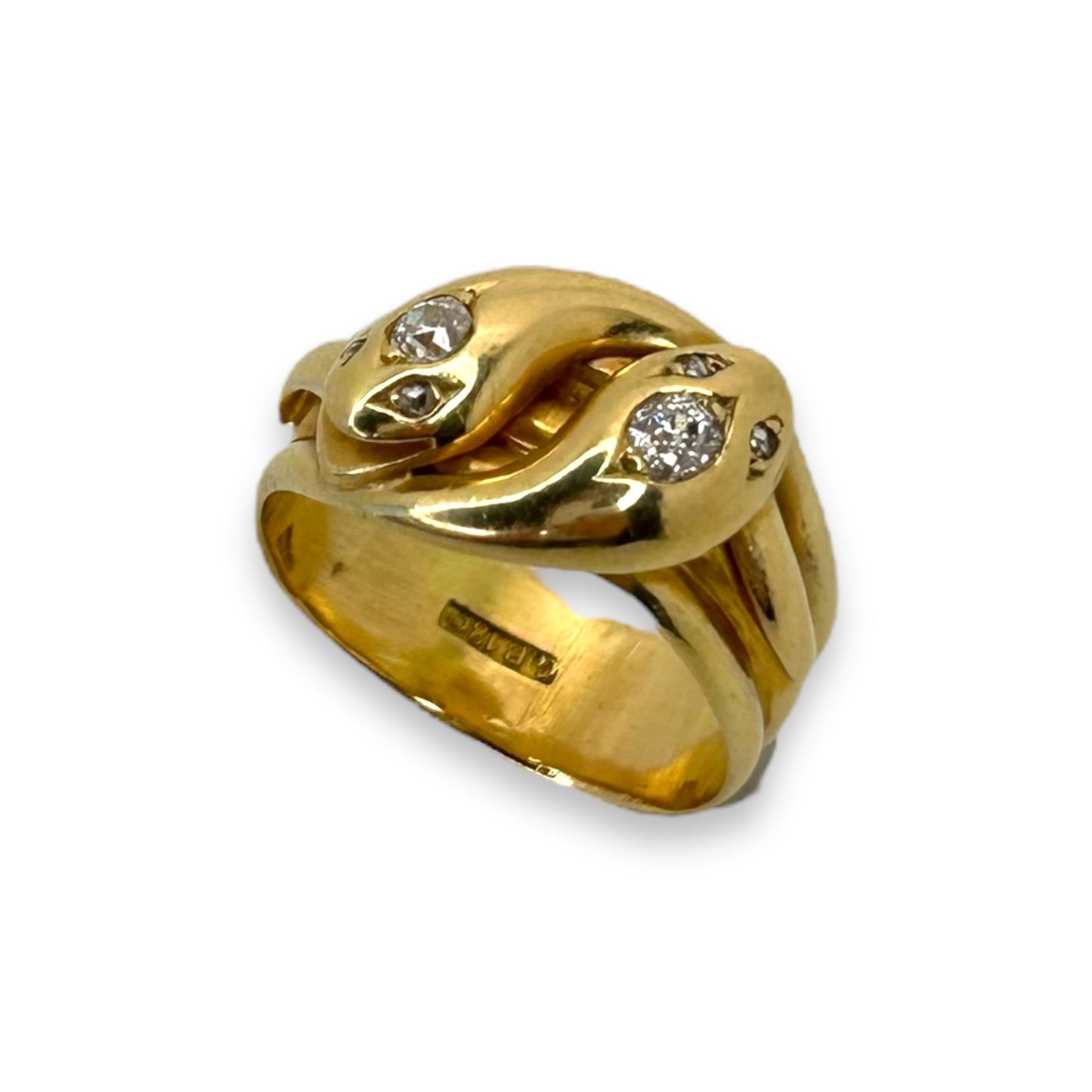 VICTORIAN TWIN SNAKE RING w/ 0.20 CTW OLD CUT DIAMONDS