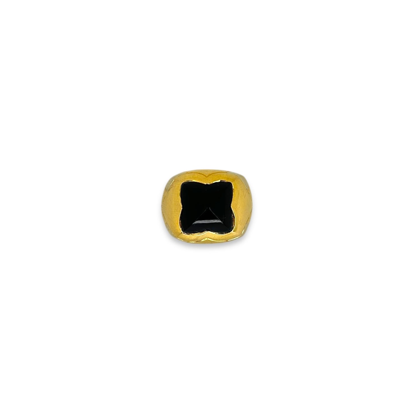 ONYX + GOLD PYRAMID RING