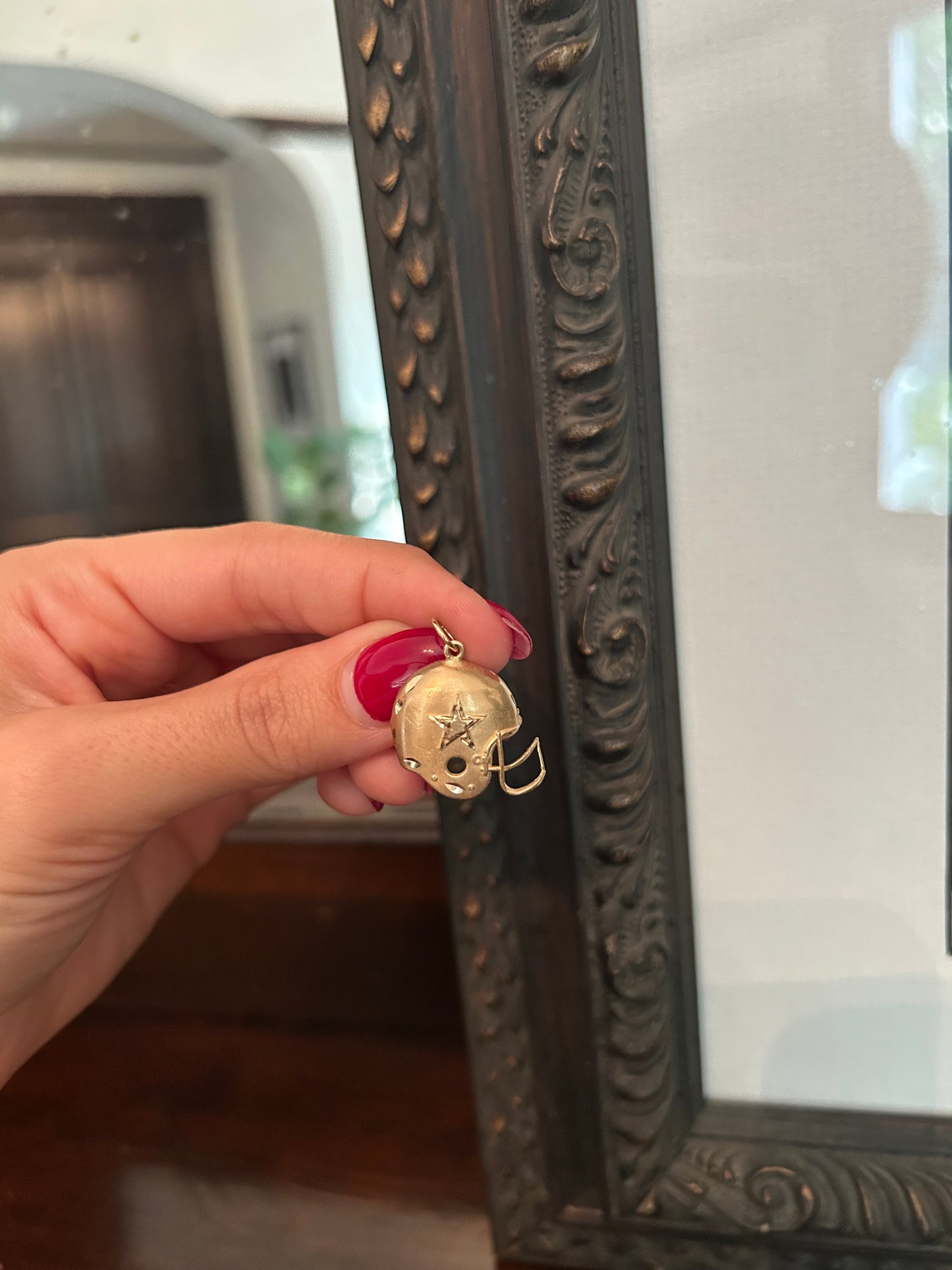 Vintage Gold Football Helmet with Star Detailing