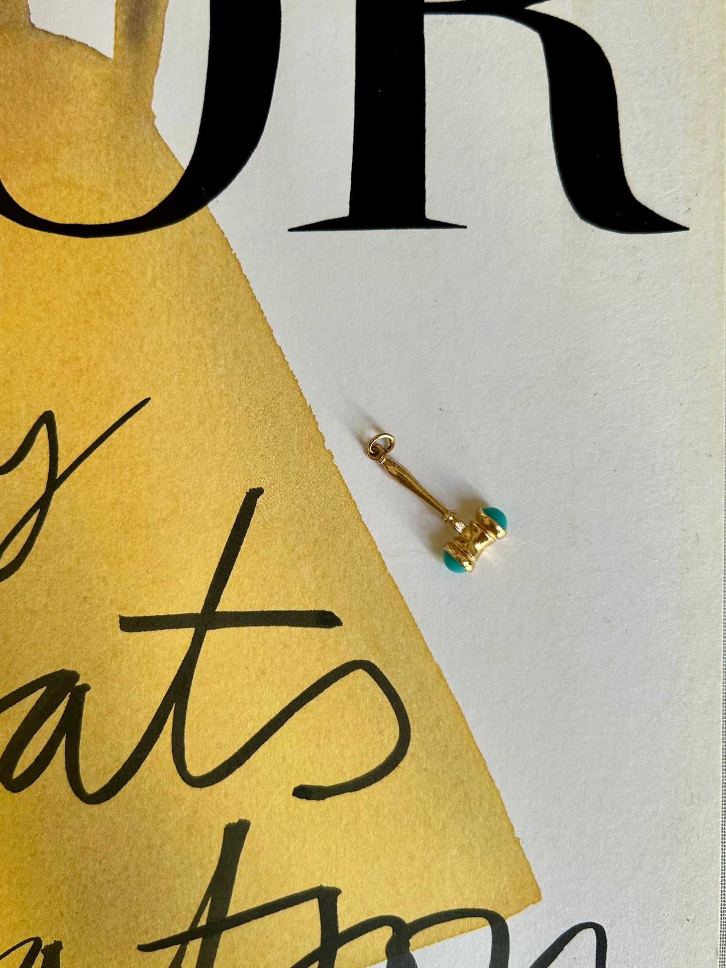 Vintage Judge's Mallet Charm w/ Turquoise