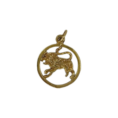 VINTAGE 14K ROUND FACETED JUMPING LION