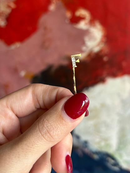 VINTAGE 'F' DIAMOND INITIAL STICK PIN