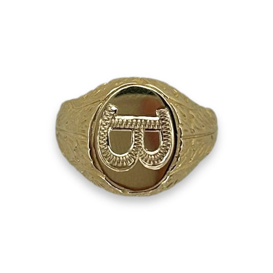 Repurposed Antique Signet Ring, Hand Engraved Initial 'B'