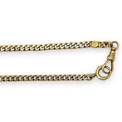 ANTIQUE 14K CURB LINK GOLD CHAIN w/ DANGLING WAVY T-BAR