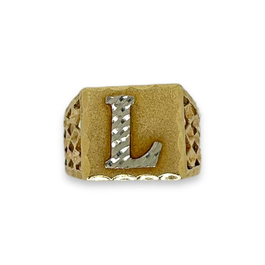 Vintage 'L' Two-Tone Signet Ring