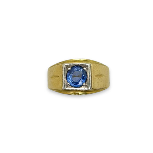 VINTAGE BLUE SAPPHIRE SIGNET RING