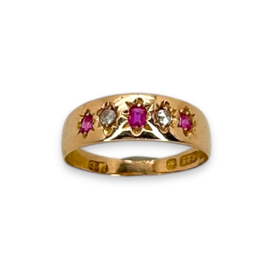 Antique Ruby + Diamond Starburst Band