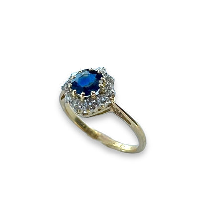 1.00 CTW BLUE SAPPHIRE + DIAMOND CLUSTER RING