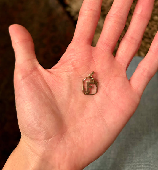 Vintage 'F' Charm w/ Octagonal Frame