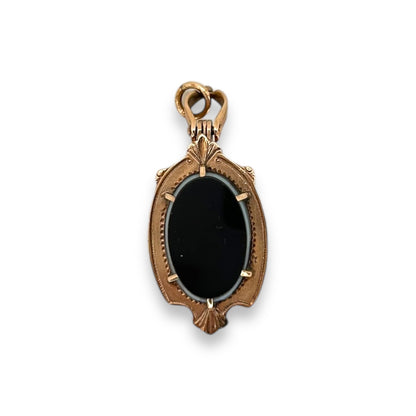 VICTORIAN DOUBLE-SIDED BLACK + RED AGATE LOCKET PENDANT