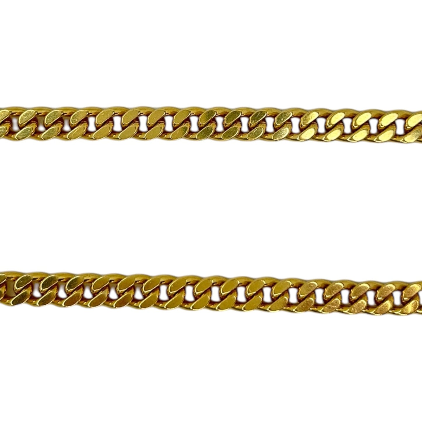 VINTAGE 18K TWO-TONE SOLID CURB LINK CHAIN w/ DIAMONDS