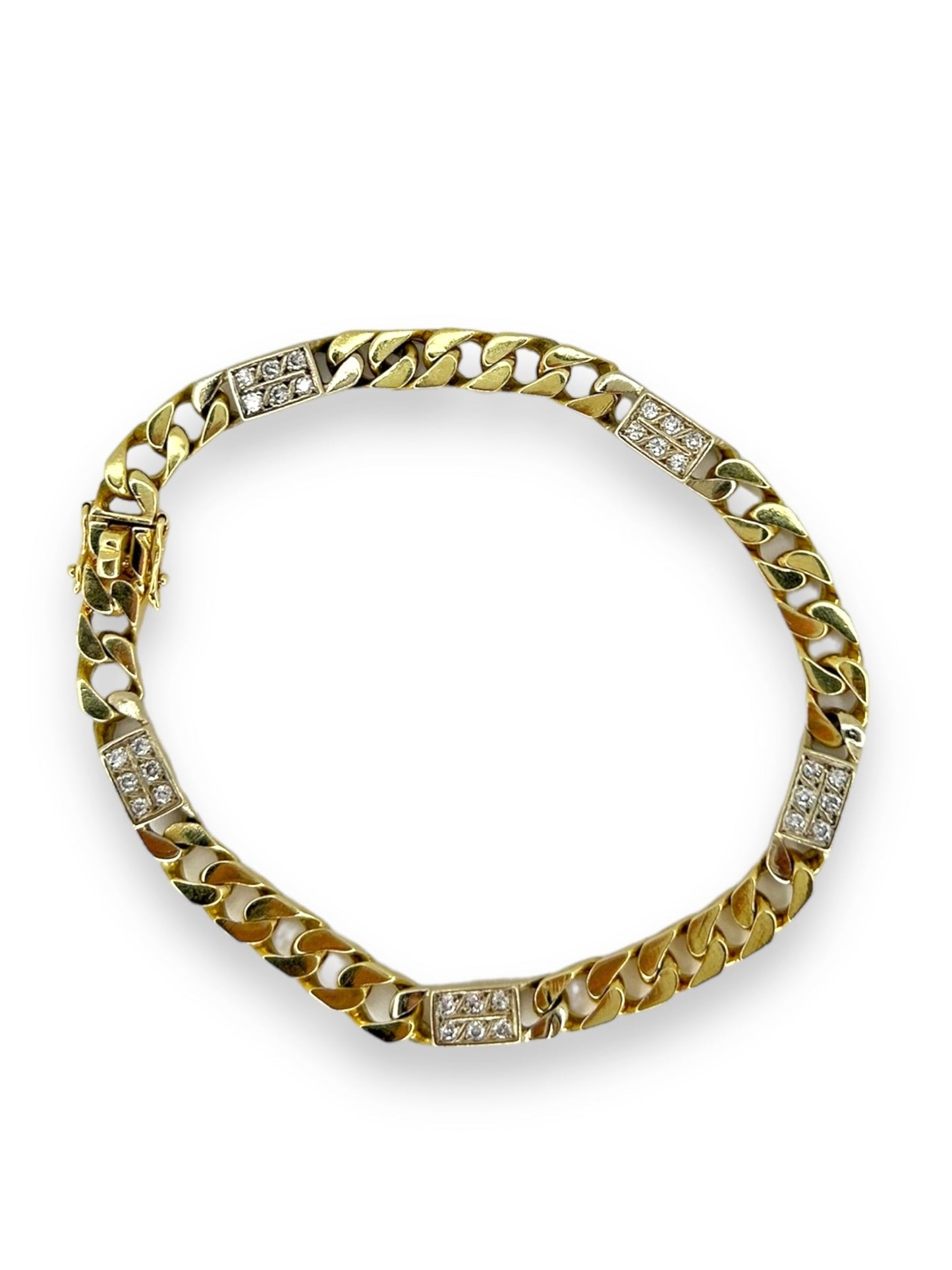 VINTAGE CURB-LINK BRACELET w/ 0.60 CTW BRILLIANT-CUT DIAMOND HIGHLIGHTS