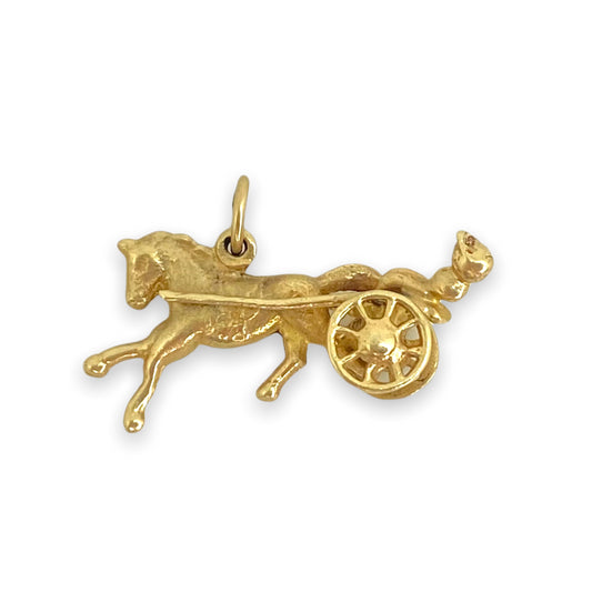 VINTAGE 14K HORSE-DRAWN CHARIOT w/ RIDER CHARM