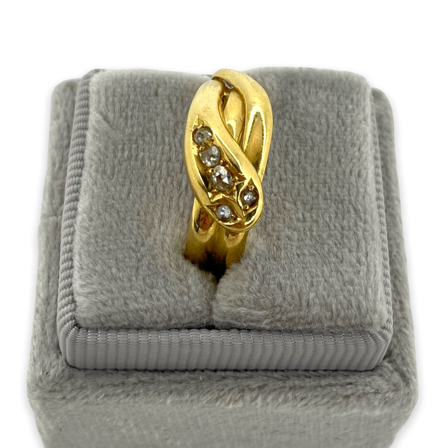 ANTIQUE 18K SNAKE RING W/ROSE CUT DIAMONDS