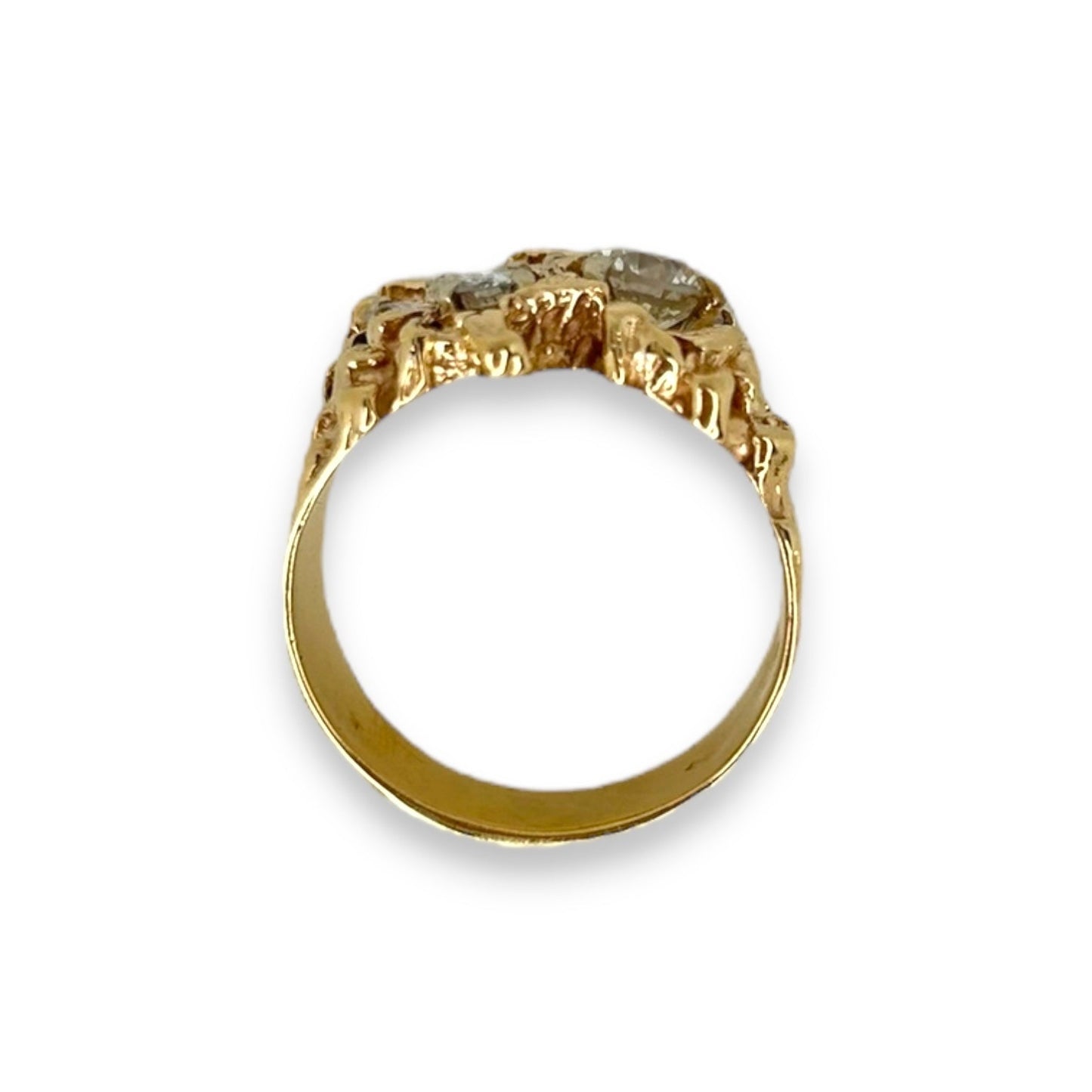 Vintage 14k Gold Nugget Ring w/ Brilliant Cut Diamonds