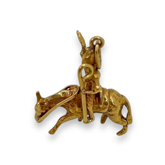 VINTAGE 14K 3D SHEPHERD ON A HORSE CHARM