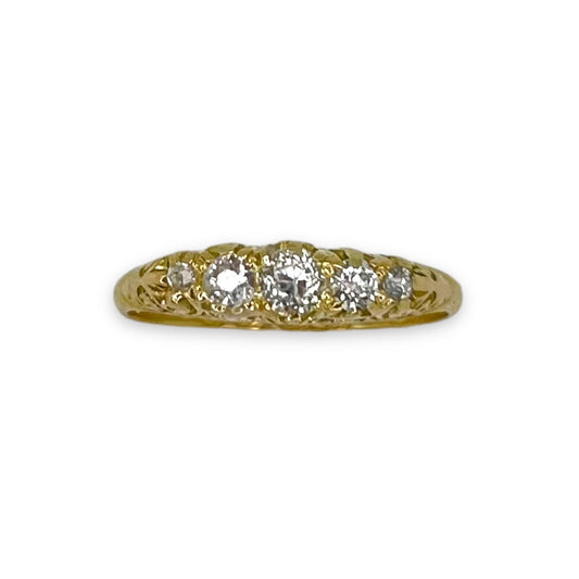 EDWARDIAN 0.30 CTW OLD-CUT DIAMOND FIVE STONE RING