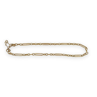 ANTIQUE 15K TROMBONE LINK GOLD CHAIN NECKLACE