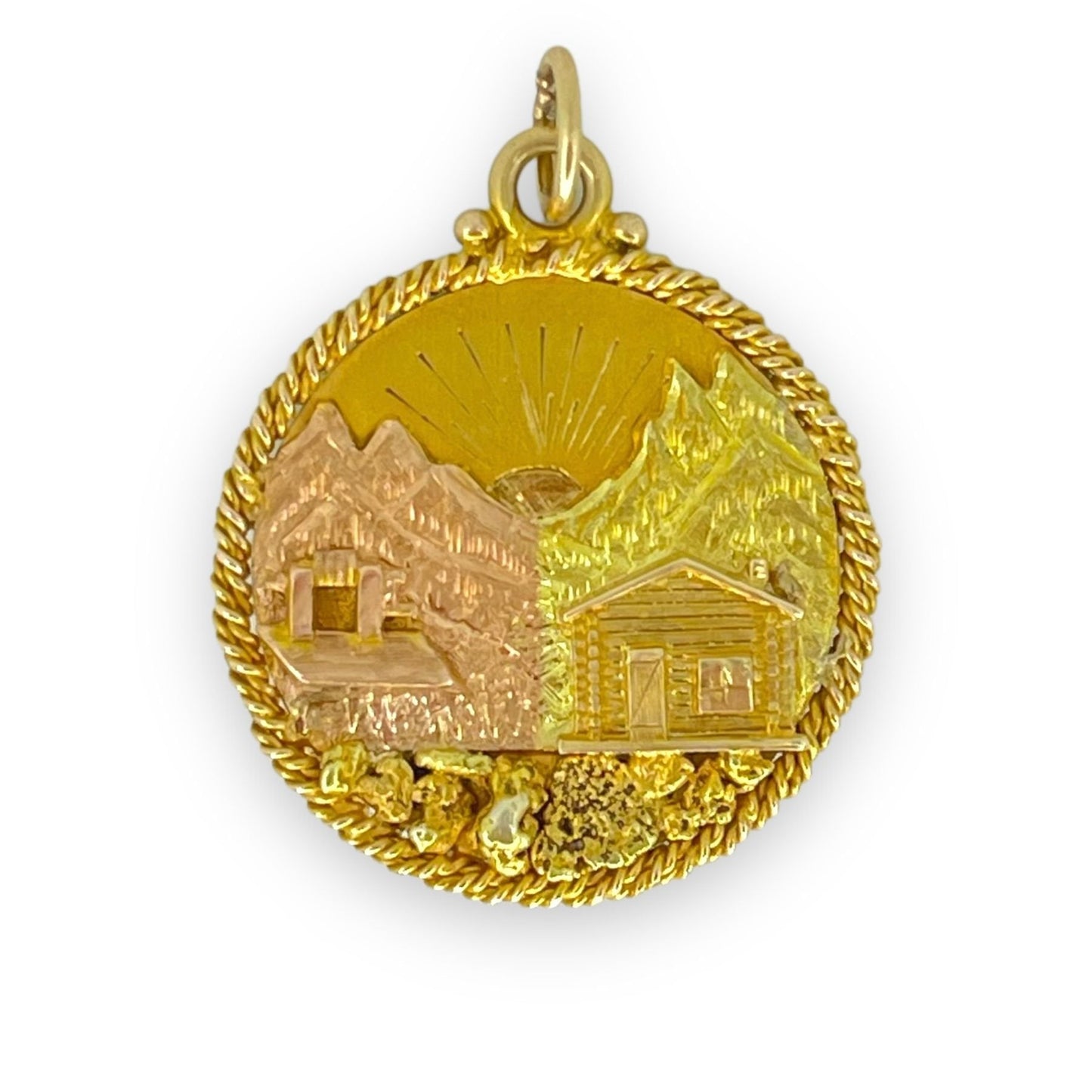 VINTAGE 14K TRI-TONE ALASKAN MINE PENDANT