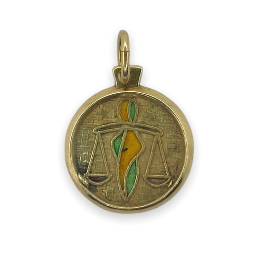 VINTAGE 18K LIBRA CHARM w/ ENAMEL