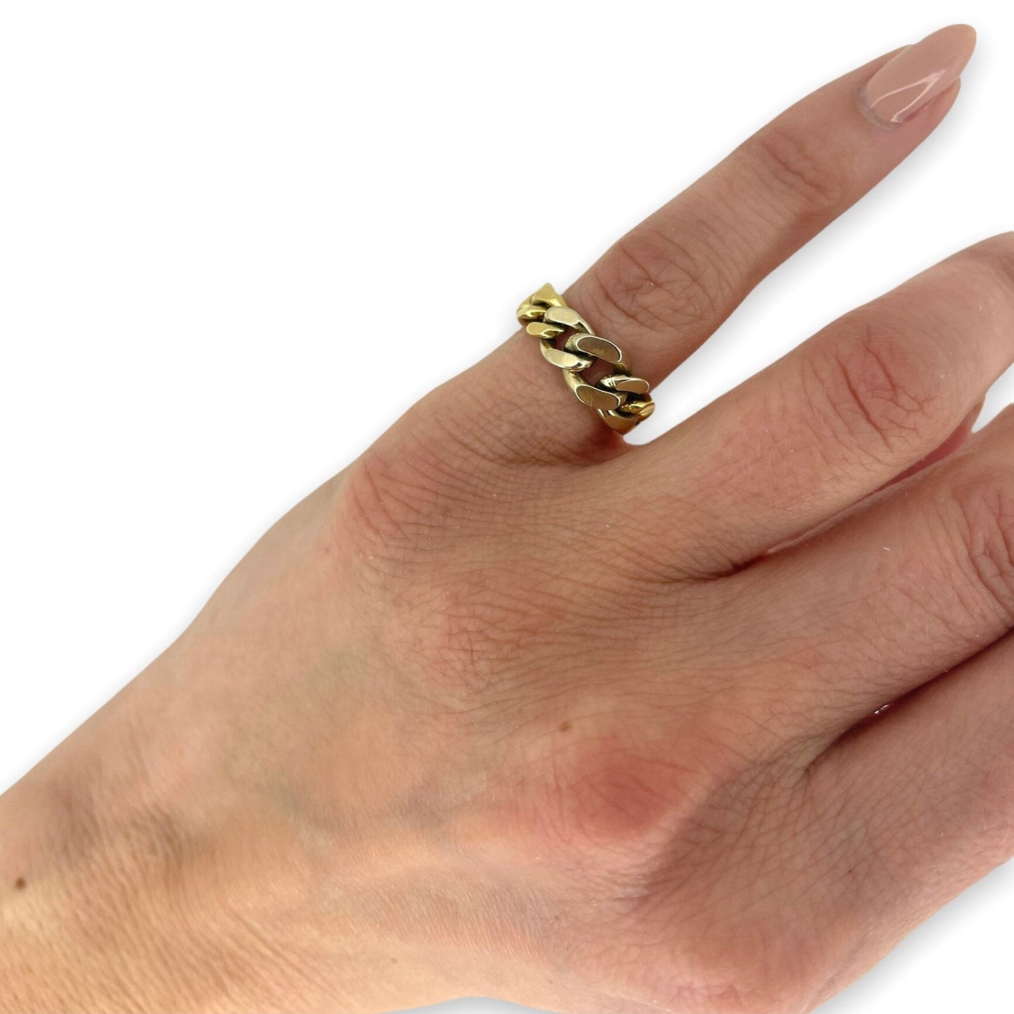 VINTAGE GRADUATED CURB-LINK GOLD CHAIN RING