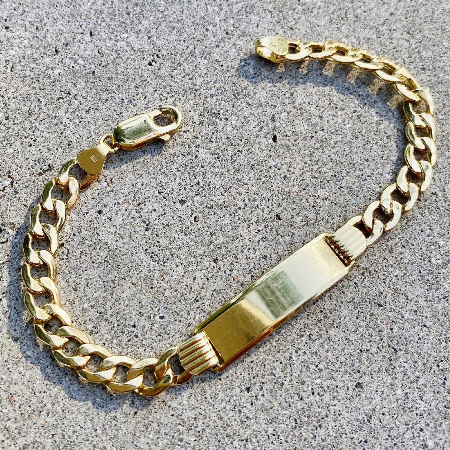 VINTAGE 14K MEDICAL ID BRACELET w/ CURB-LINK SIDES