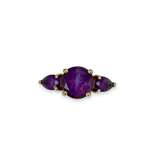 Vintage GOLD AMETHYST THREE-STONE RING