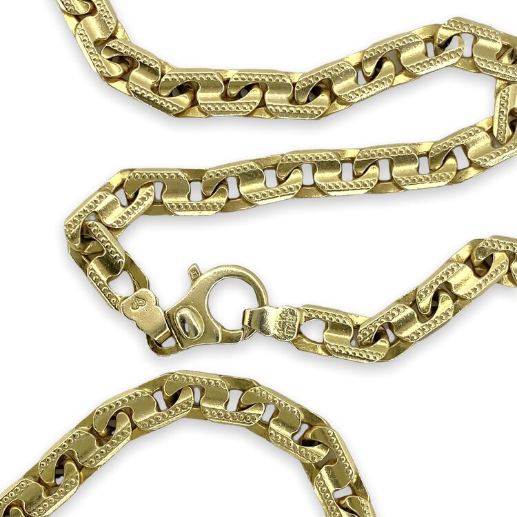 Vintage 14k CURB-LINK GOLD CHAIN NECKLACE w/ DOT DETAILS