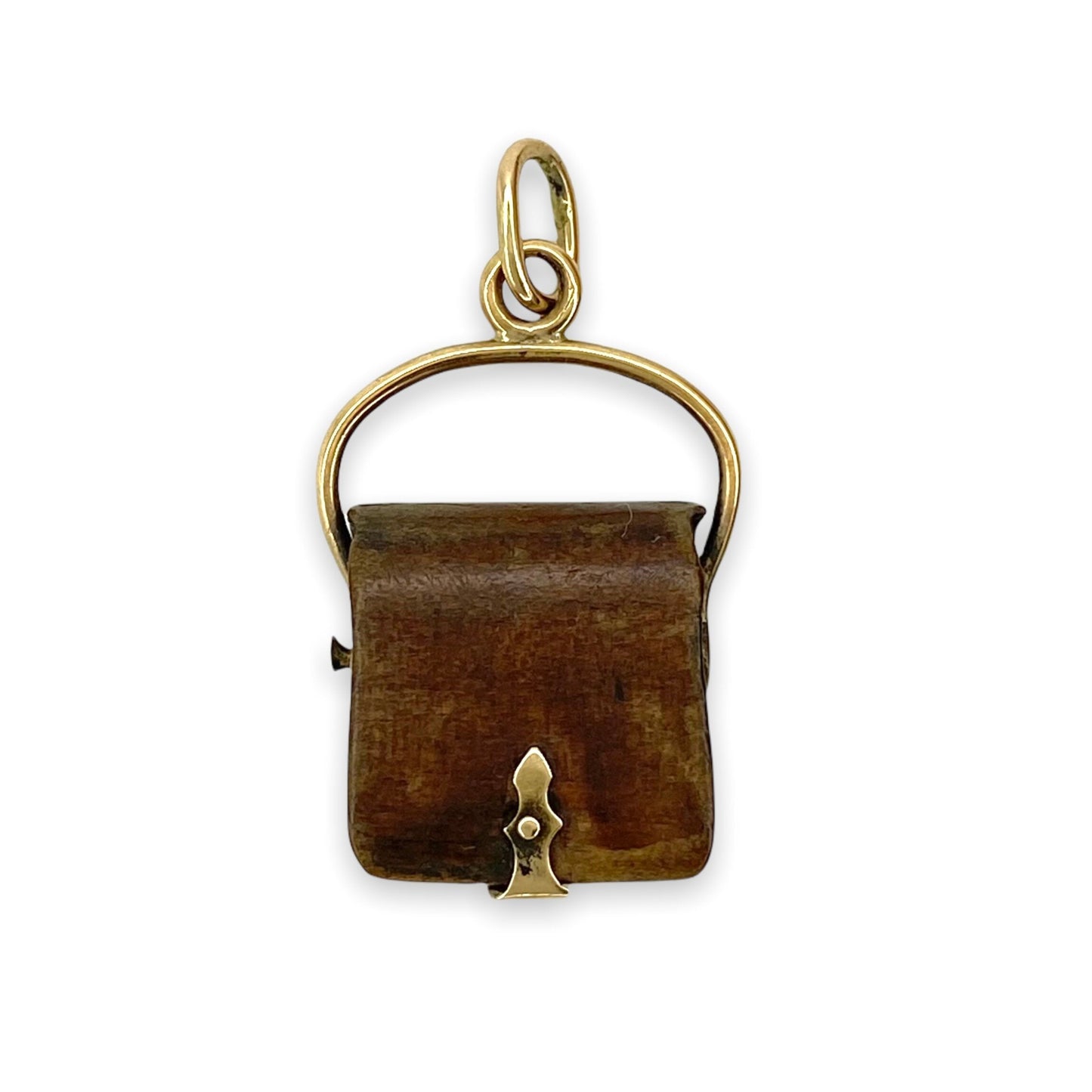 VINTAGE WOOD + GOLD BAG CHARM