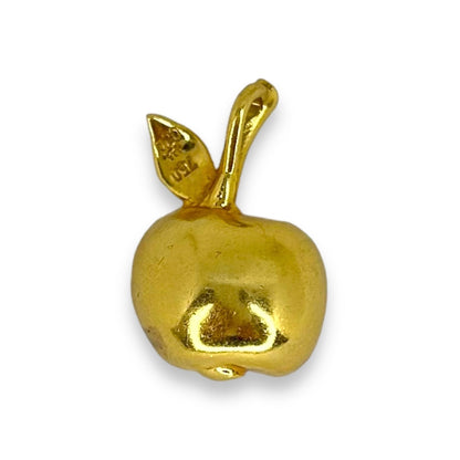 Vintage 18k Gold Apple Charm w/ Diamonds