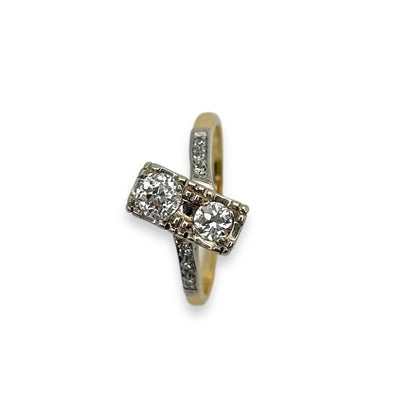 ART DECO 14K TWO-STONE ART DECO RING