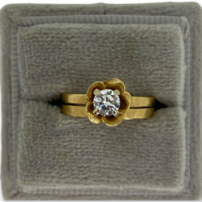 VINTAGE 0.32 CTW FLOWER DIAMOND SOLITAIRE