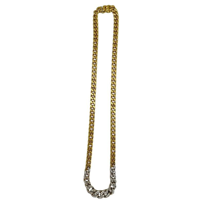 VINTAGE 18K TWO-TONE SOLID CURB LINK CHAIN w/ DIAMONDS