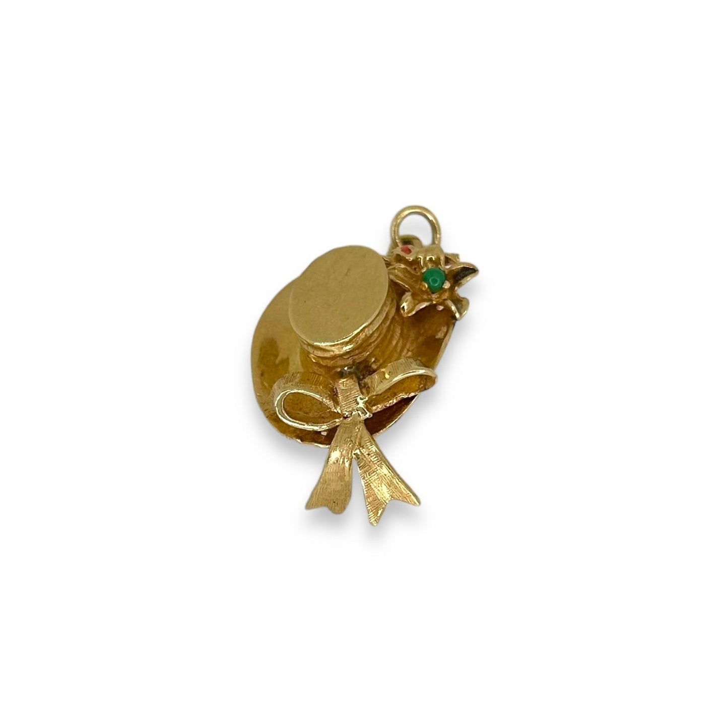 Vintage Hat Charm w/ Colored Stone Flower Detailing